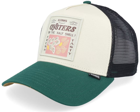 Mat Ostron Off White/Mörkgrön A-Frame Trucker